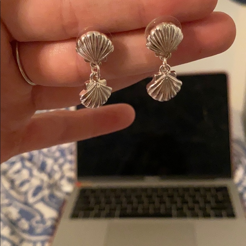 Dangle sterling shell earrings